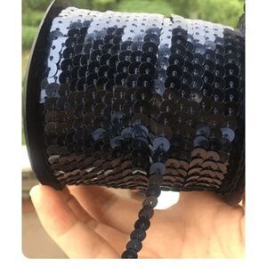 1 Roll of Shiny Dark Navy Blue Almost Black Sequin Trim 100 Yards 6mm - Brand Ne